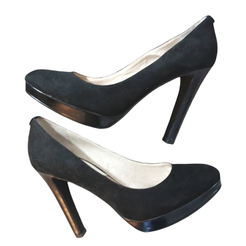Michael Kors Black Suede Pumps Platfirm Heels size 8.5
